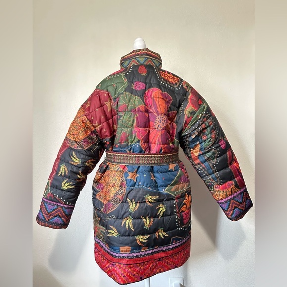 Farm Rio Printed Reversible Crazy Mix Puffer Jacket Fun Print Boho Hippie M SOLD - Picture 5 of 13
